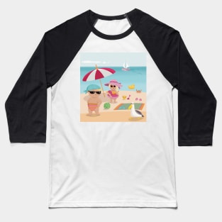 Vacation mood on - two cute kids having a sunny happy day on the beach, no text Baseball T-Shirt